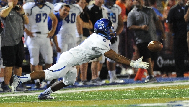 Chandler wide receiver Kolby Taylor is unable to come up with the catch on this play in the ...