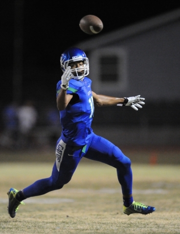 Green Valley wide receiver Isiah Macklin is unable to come up with the catch against Arbor V ...