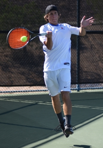 Skylar Davidson, 16, of Bishop Gorman High School hits the ball during the Sunset region tou ...