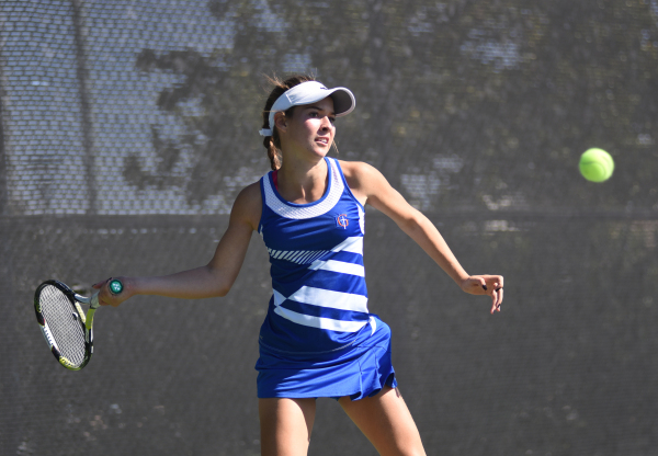 Angelique Friedrich, 14, of Bishop Gorman High School hits the ball during the Sunset region ...