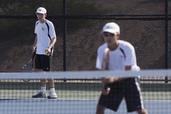 Derek Stratton, left, and Justin Ong of Ed W. Clark High School play against South Tahoe Hig ...