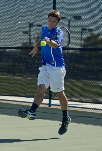 Sam Sholeff of Bishop Gorman High School hits the ball during the Nevada state championship ...