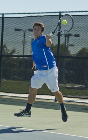 Sam Sholeff of Bishop Gorman High School hits the ball during the Nevada state championship ...