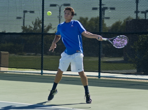 Sam Sholeff of Bishop Gorman High School hits the ball during the Nevada state championship ...