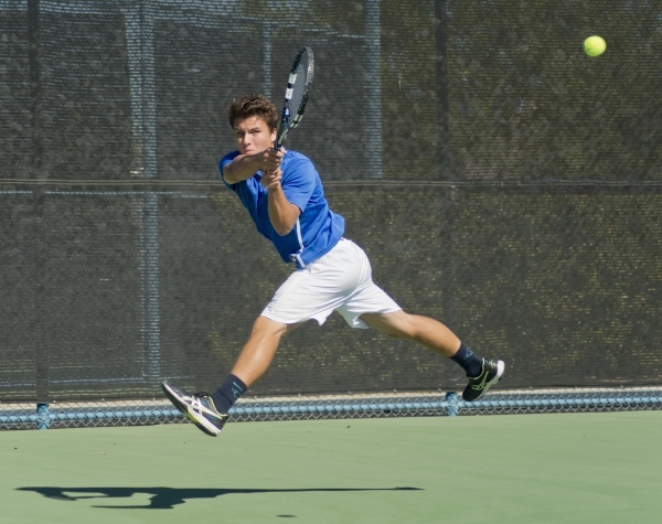 Sam Sholeff of Bishop Gorman High School hits the ball during the Nevada state championship ...