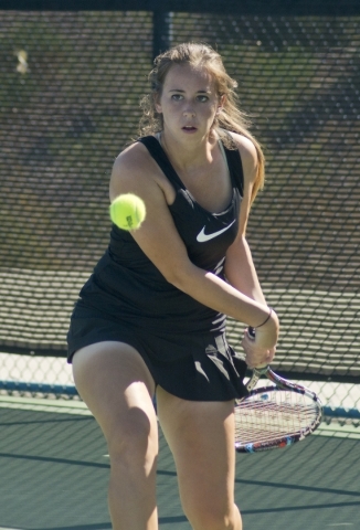 Kristen Newell of Palo Verde High School hits the ball during the Nevada state championship ...