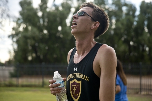 Chase Wood, of Faith Lutheran High School, is seen after winning his race during the Cross C ...