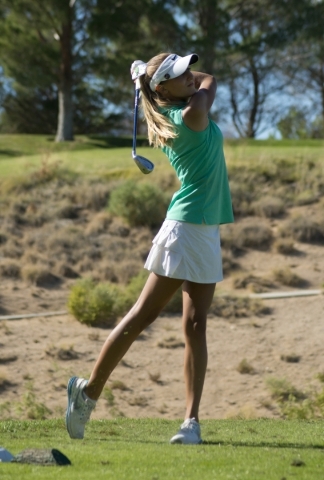 Annick Haczkiewicz of Palo Verde High School hits her ball during the girls state championsh ...