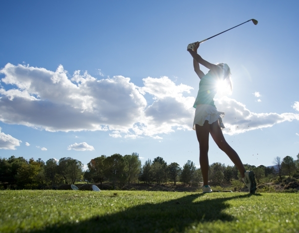 Annick Haczkiewicz of Palo Verde High School hits her ball during the girls state championsh ...