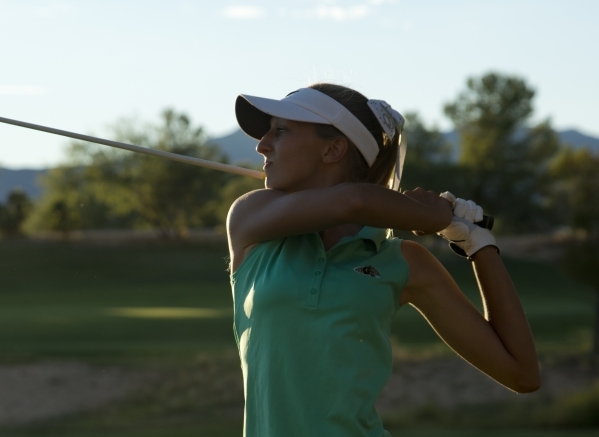 Annick Haczkiewicz of Palo Verde High School hits her ball during the girls state championsh ...