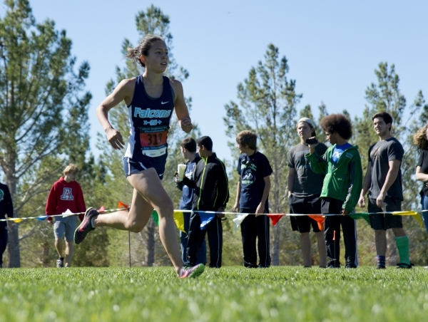 Myna Buckley of Foothill High School finishes second during the girls Division I Sunrise cro ...