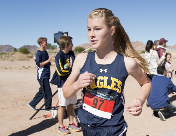 Sierra Selinger of Boulder City High School competes during the girls Division I-A Southern ...