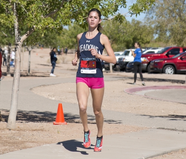 Ellen Hirsberg of The Meadows School competes during the girls Division III Southern cross c ...