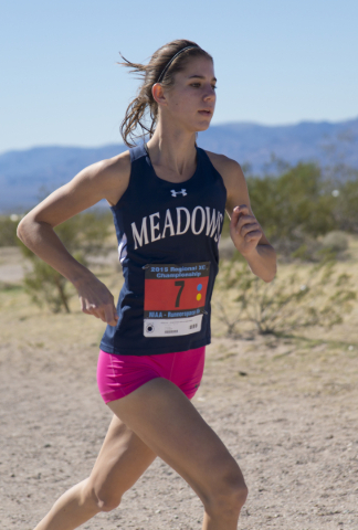 Ellen Hirsberg of The Meadows School competes during the girls Division III Southern cross c ...