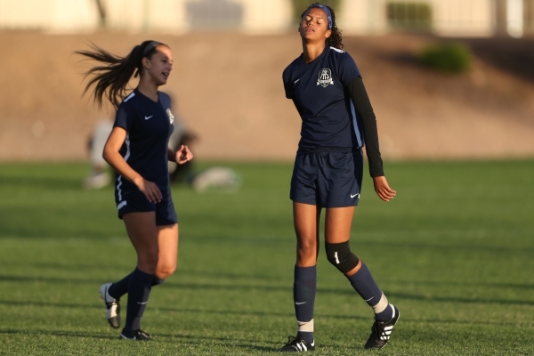 Foothill‘s Rae Burrell (12) reacts after missing a goal opportunity against Silverado ...