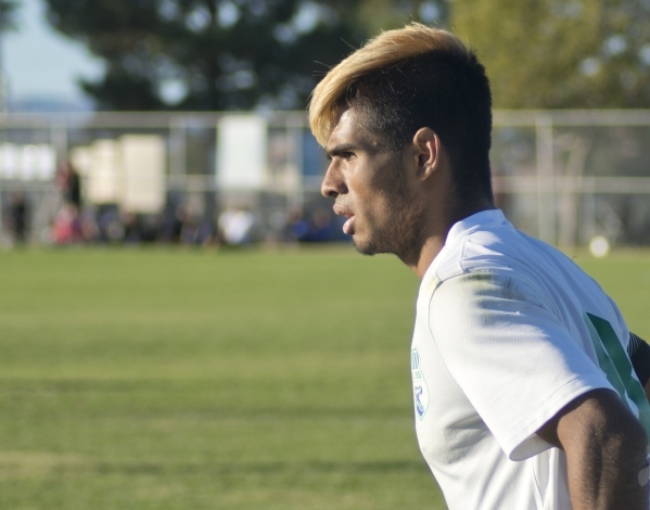 Green Valley‘s Ricardo Nunez (8) is seen on the field during the Sunrise Region boys s ...