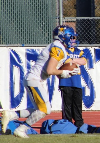 Moapa Valley´s Jacob Leavitt returns a kickoff against Churchill County in Saturday´s DI-A ...