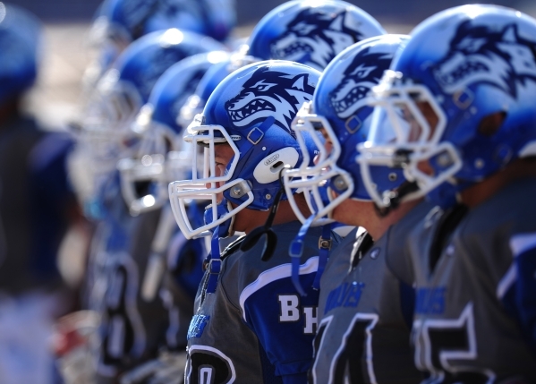 Basic Wolves are seen before the start of the NIAA Division 1 Sunrise Region Football Final ...