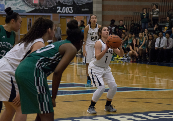 Foothill‘s Amanda Carducci (1) makes a free throw during their home game against Ranch ...