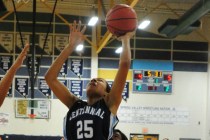 Centennial guard Samantha Thomas (25) goes up for a layup against Spring Valley in the first ...