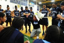 Centennial head girls basketball coach Karen Weitz is seen during a timeout against Spring V ...
