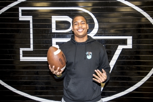 UNR football commit Kameron Toomer poses for a photo in the Palo Verde High School weight ro ...