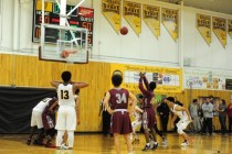 Cimarron-Memorial guard Ja‘Don Brown (20) hits the game winning free throw in the four ...