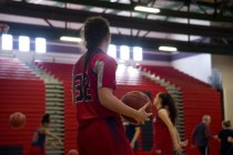 Liberty‘s Taylor Turney (32) looks over the court during practice at Liberty High Scho ...