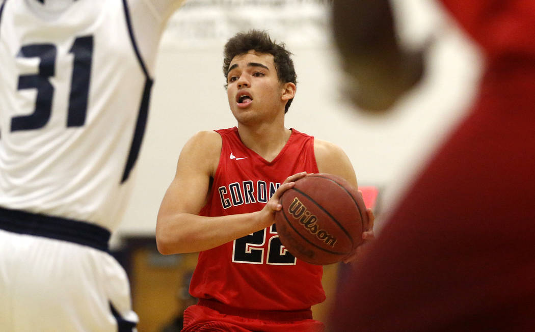 Coronado’s Patrick Simms (22) prepares to shoot against Foothill during the Sunrise Re ...