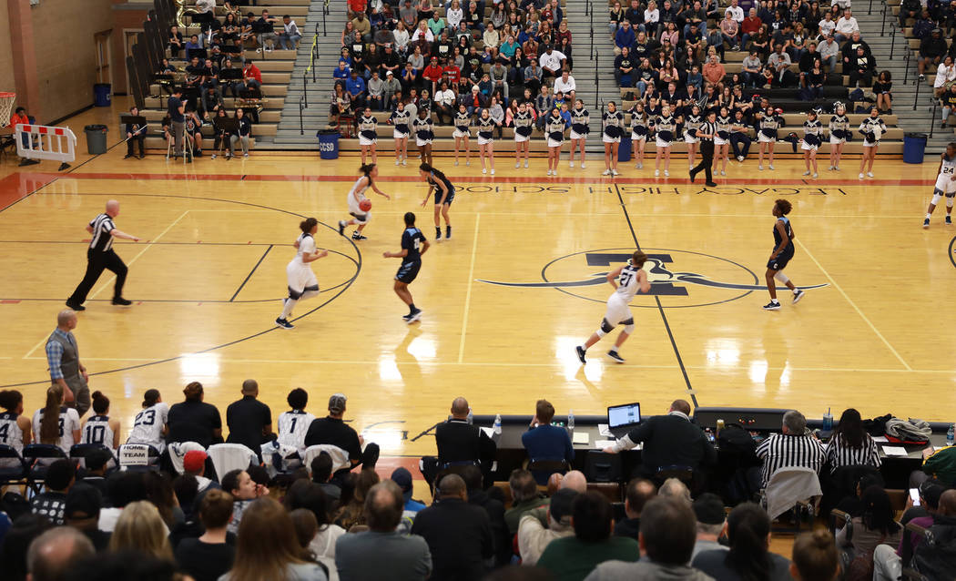 Centennial plays against Spring Valley during the Sunset Region girls basketball championshi ...