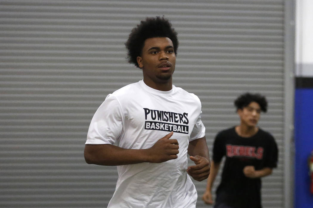Martell Williams, who is playing basketball with the Las Vegas Punishers, works out at Game ...