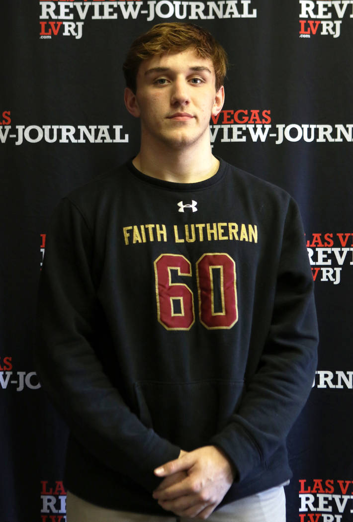 Connor Bourne from Faith Lutheran High School’s wrestling team is photographed at the ...