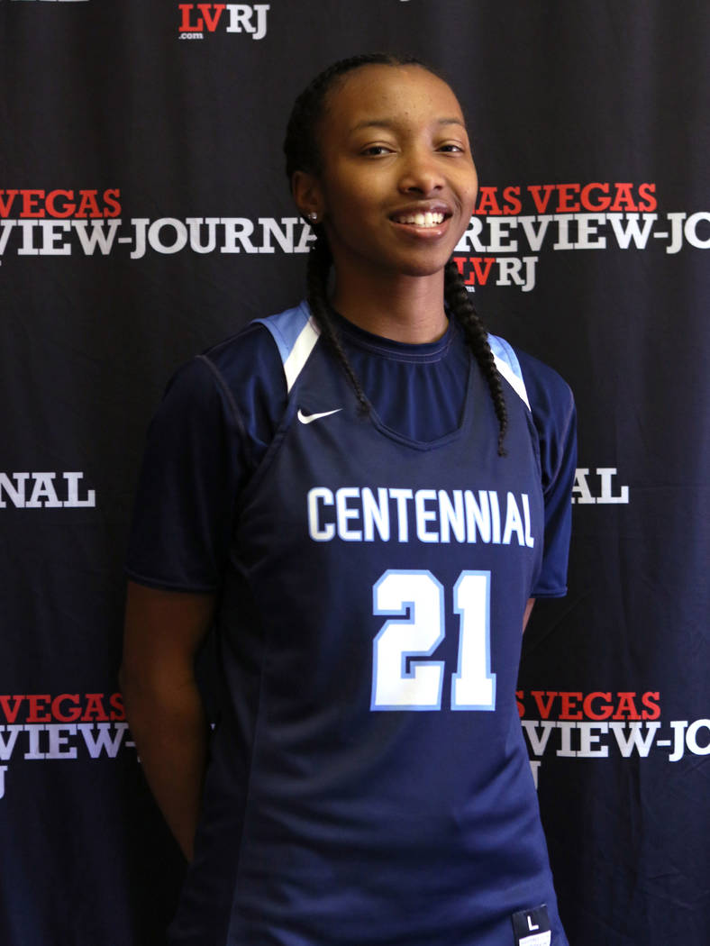 Justice Ethridge from the Centennial High School basketball team is photographed at the Revi ...