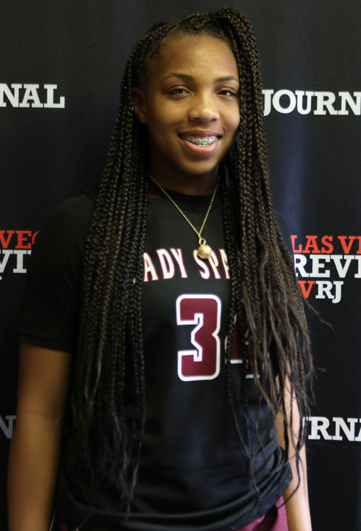 Cimarron-Memorial High School basketball standout Tasia Moore is photographed at the Review- ...