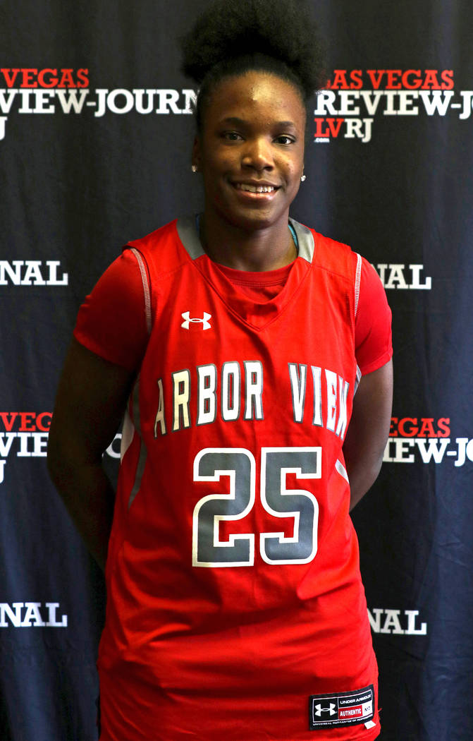 Arbor View High School basketball team standout Alaysia Reed is photographed in Las Vegas, T ...