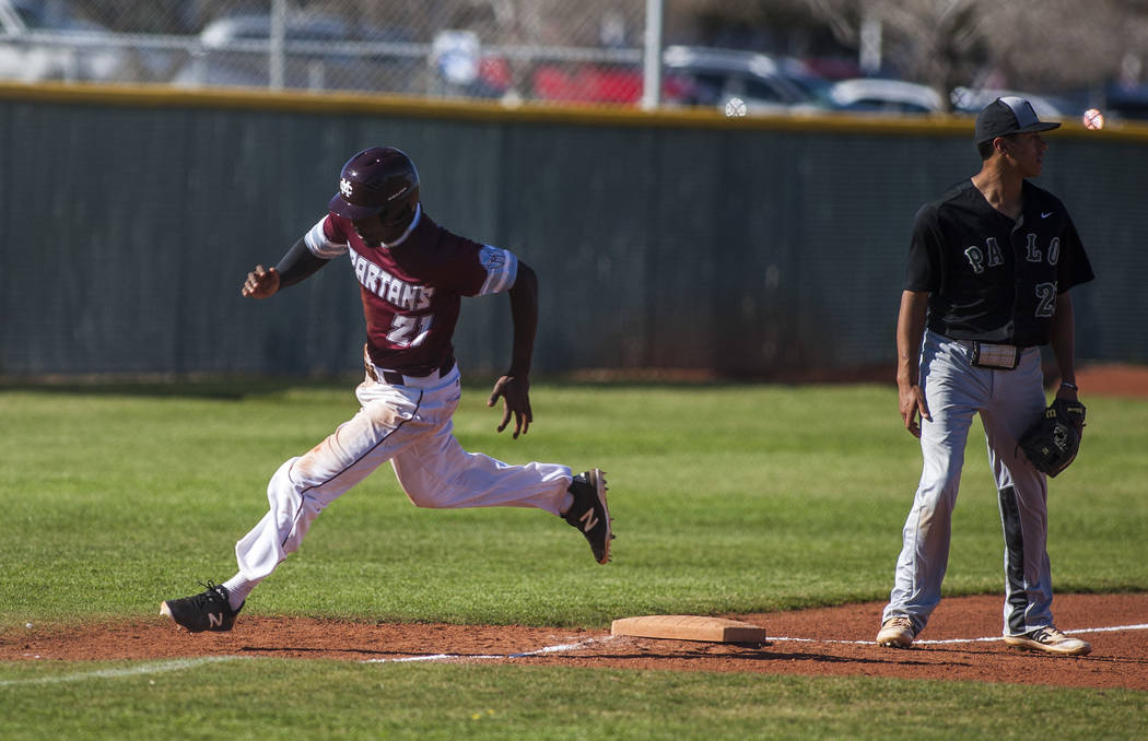 Cimarron-Memorial’s Lasith Narasinghe rounds third base while playing against Palo Ver ...