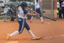 Shadow Ridge’s Shea Clements bats against Shadow Ridge during the fourth inning at Sha ...