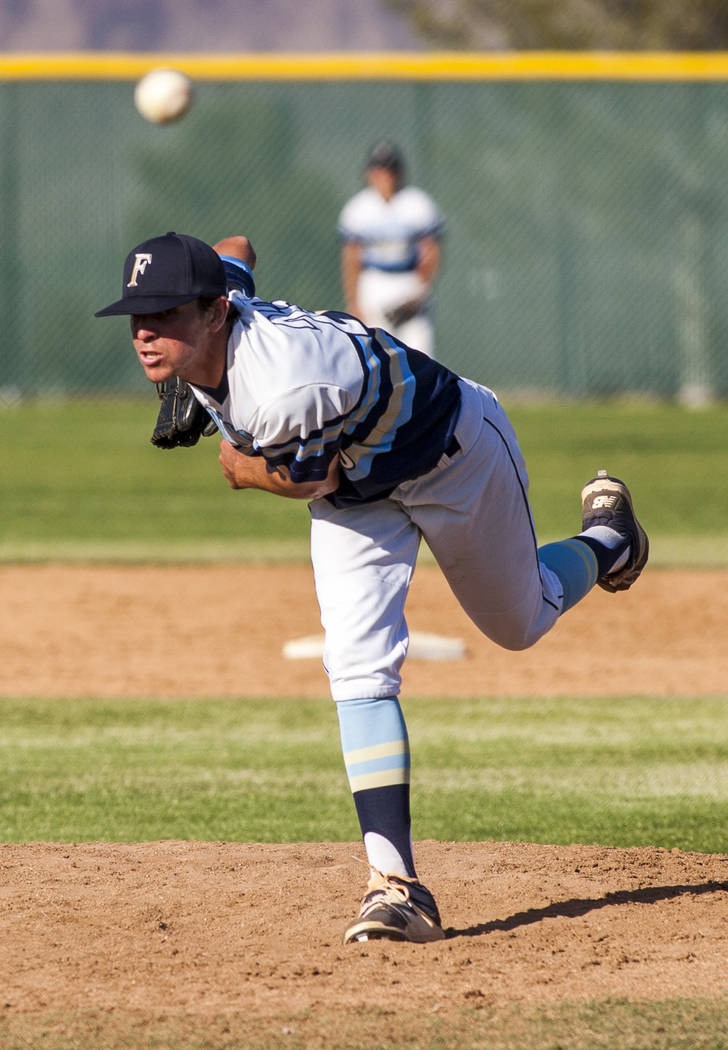 Foothill pitcher Andrew Hauck pitches against Las Vegas during the sixth inning at Foothill ...