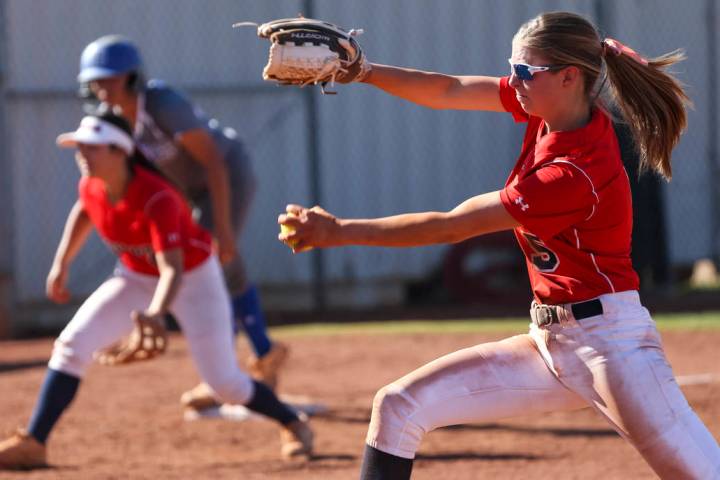 Coronado’s Tatum Spangler pitches against Basic during a softball game at Coronado Hig ...