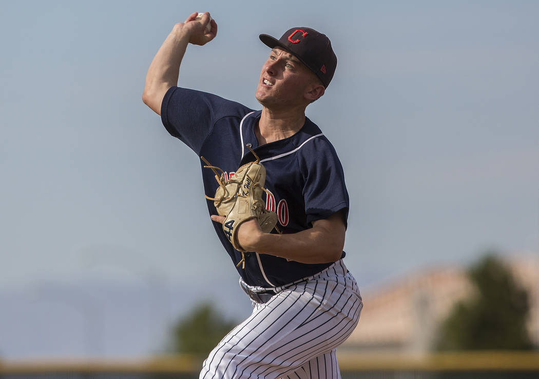 Coronado starting pitcher Kyle Hall (4) makes a pitch in the third inning during the Cougars ...