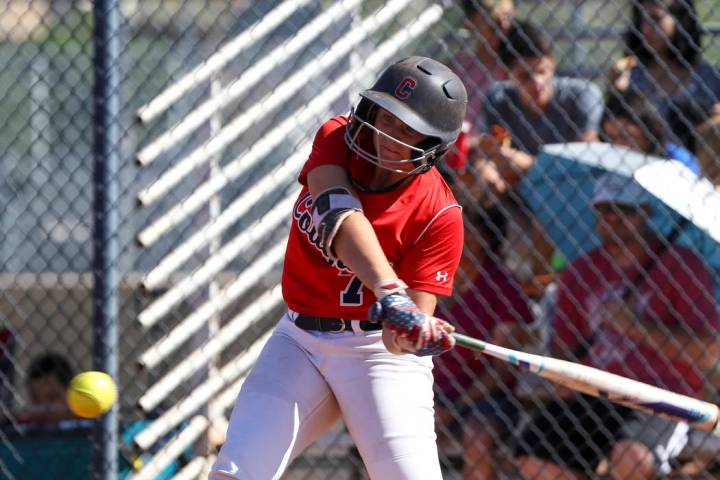 Coronado’s Ashley Ward bats against Basic during a softball game at Coronado High Scho ...