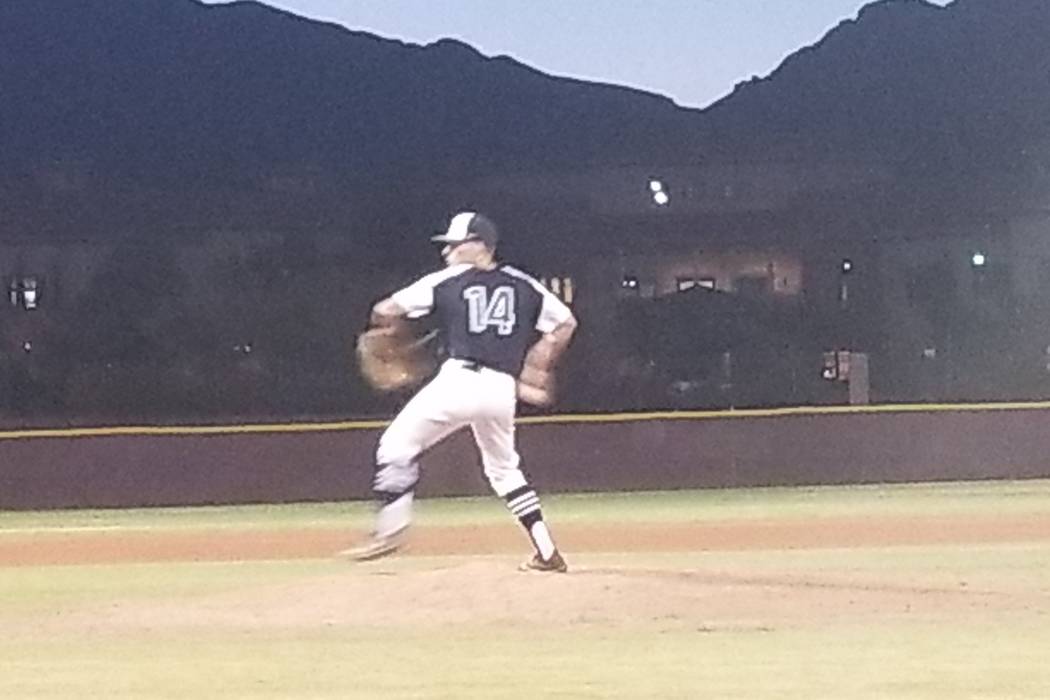 Rancho’s Joey Walls fires a pitch during the Class 4A Senior All-Star Game at Faith Lu ...