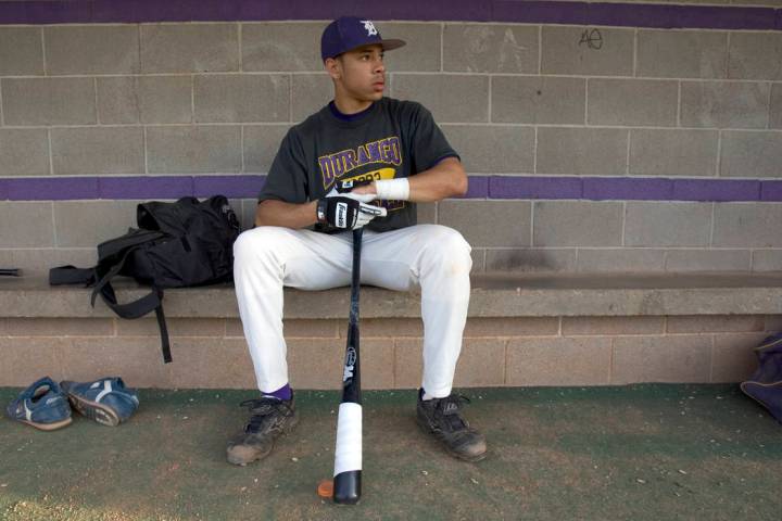 Durango High School senior shortstop Tommy Pham prepares for practice at the school Thursday ...