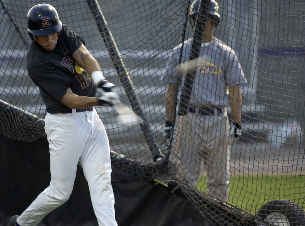 Durango High School senior shortstop Tommy Pham take batting practice at the school Thursday ...