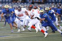 Bishop Gorman’s Micah Bowens runs against Reed in the NIAA 4A state championship foot ...