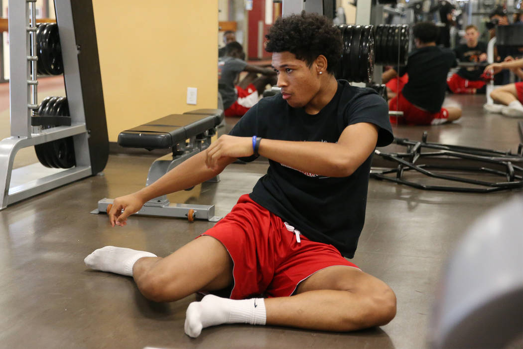 Daishen Nix, 16, during a fitness training session with his basketball team at YMCA, 4141 Me ...
