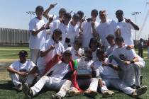 The Desert Oasis Aces celebrate their American Legion Western Regional championship on Aug. ...