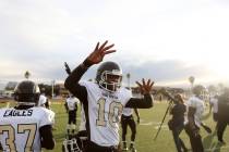 Spring Mountain’s Randell Mosely (10), celebrates after his team scored another touchd ...