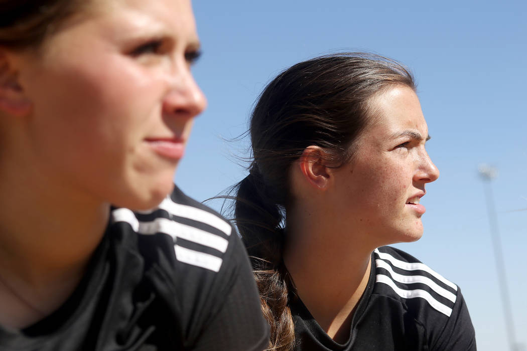 Palo Verde High School’s Holly Lindholm (6), watches her teammates play a game at Cent ...