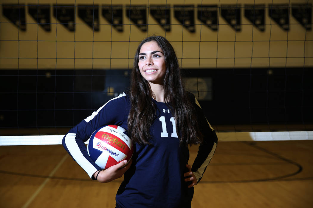 Dani Mason, 18, captain for The Meadows girl’s varsity volleyball team, poses for a po ...